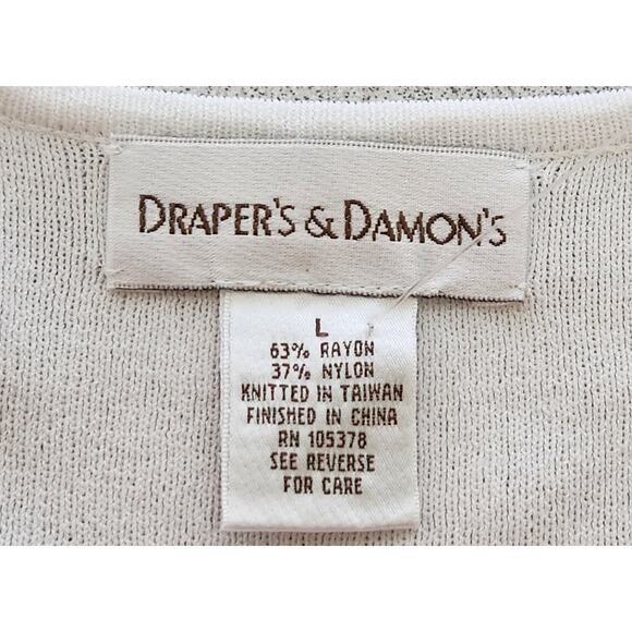 Draper's & Damon's Blue White Yellow Stripe Round Neck Top Large Lightweight - Picture 4 of 4